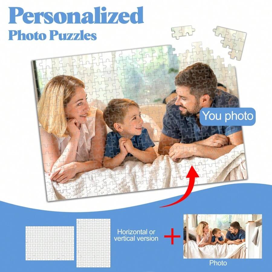 Customized Wooden Jigsaw Puzzle - Personalized Photo Puzzle, 300/500/1000 Pieces - Perfect Home Decor Gift For Family, Pet Owners, Birthday, Mother's Day, Anniversary