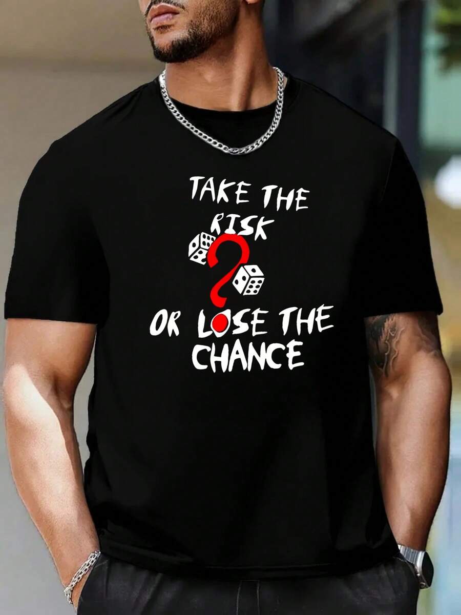 T-shirt d'aventure noir pour homme. T-shirt imprimé t endance, 220 g/m², col rond décontracté pour homme, pur coton, manches courtes (1 pièce)