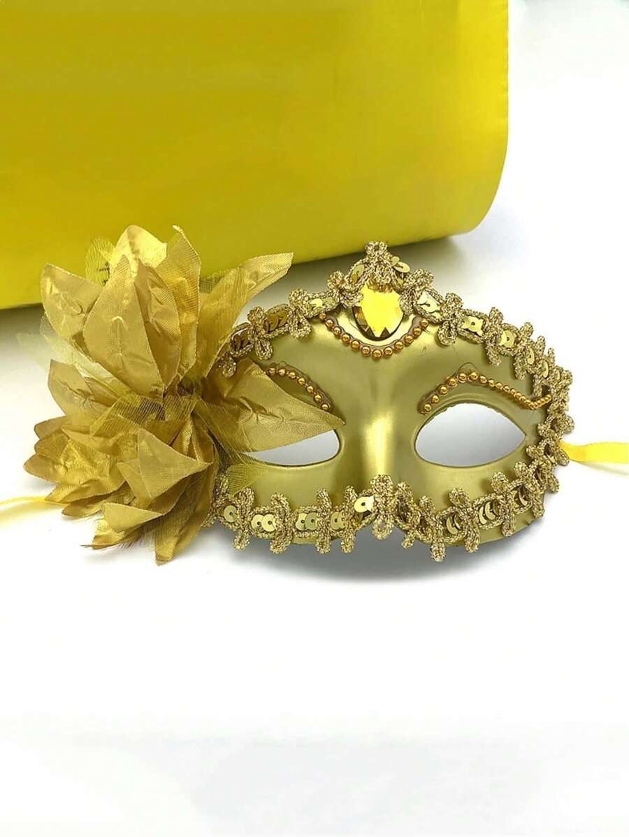 1 Stück Lilie Blume Maskenball Maske, Halbgesicht Erwachsenen Augenmaske, Party Ball Nachtclub Versammlung Maske, Prächtiges Muster, Leicht zu tragen
