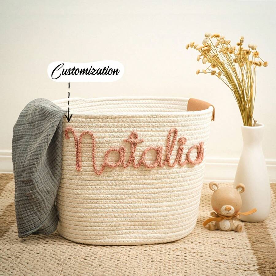 1 pezzo Cestino di immagazzinaggio personalizzato e personalizzato in stile bohémien intrecciato, cesto portabiancheria fatto a mano in corda, organizer per giocattoli e oggetti vari per soggiorno, bagno, cucina, multifunzionale, ornamentale, riutilizzabile, traspirante, raffinato, alla moda, di alta qualità, colorato, moderno, confortevole, morbido, personalizzato, unico, idea regalo ideale per lui, idea regalo ideale per lei, ragazzo, papà, ragazza, mamma, famiglia, amici, tea room, casa, giardino, ufficio, per anniversari, per San Valentino, per la Festa della Mamma, per compleanni, per la Festa del Papà, per la laurea, per matrimoni, per l'inaugurazione della casa, per rinfrescare la casa