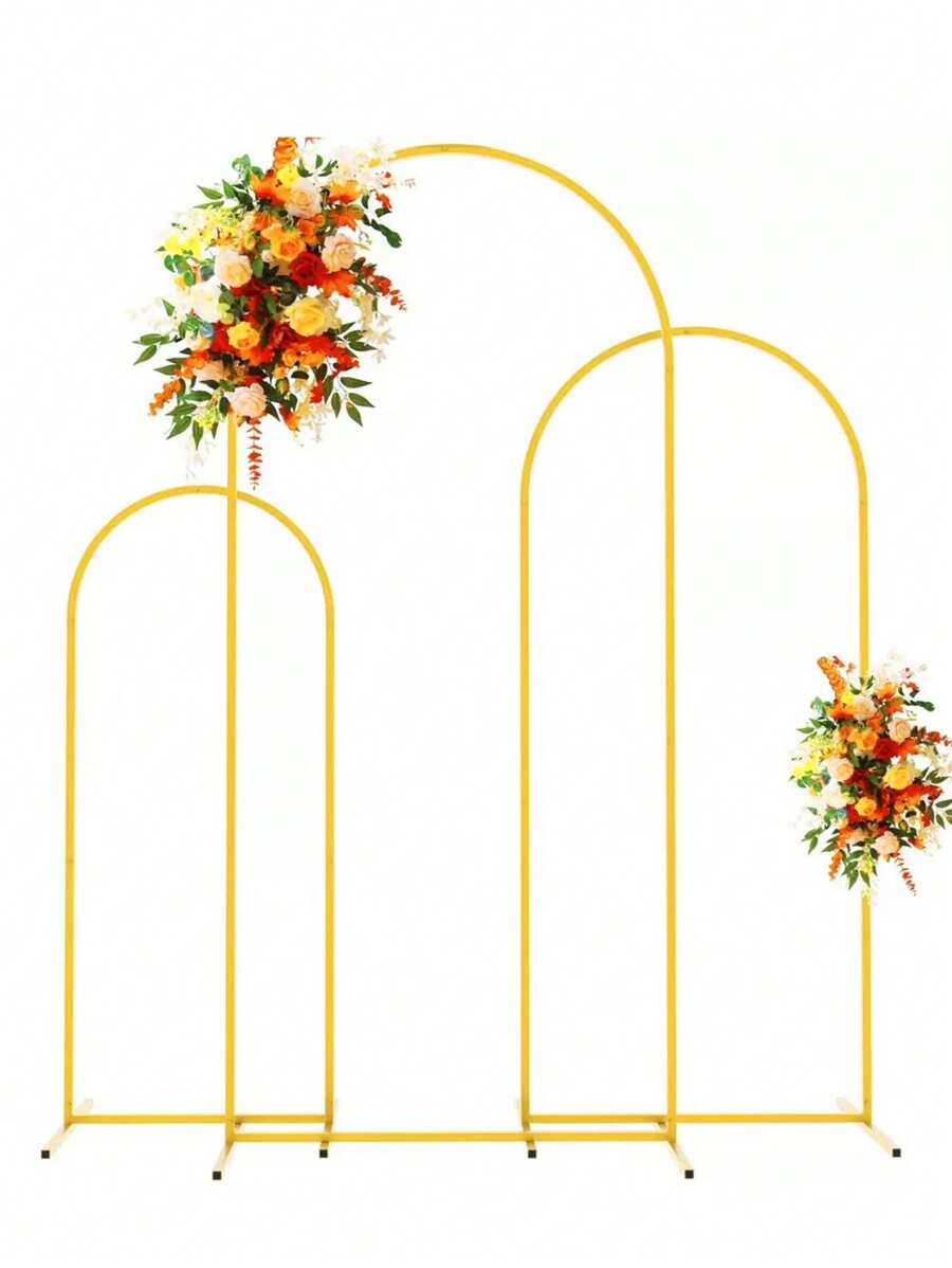 1 zestaw złotych metalowych podstawek łukowych, dostępnych w wysokościach 4ft/5ft/6ft/6.5ft/7.2ft, odpowiednich na wesele, imprezę, urodziny, ukończenie szkoły, rocznicę, ceremonię otwarcia, wystrój imprez wewnątrz i na zewnątrz