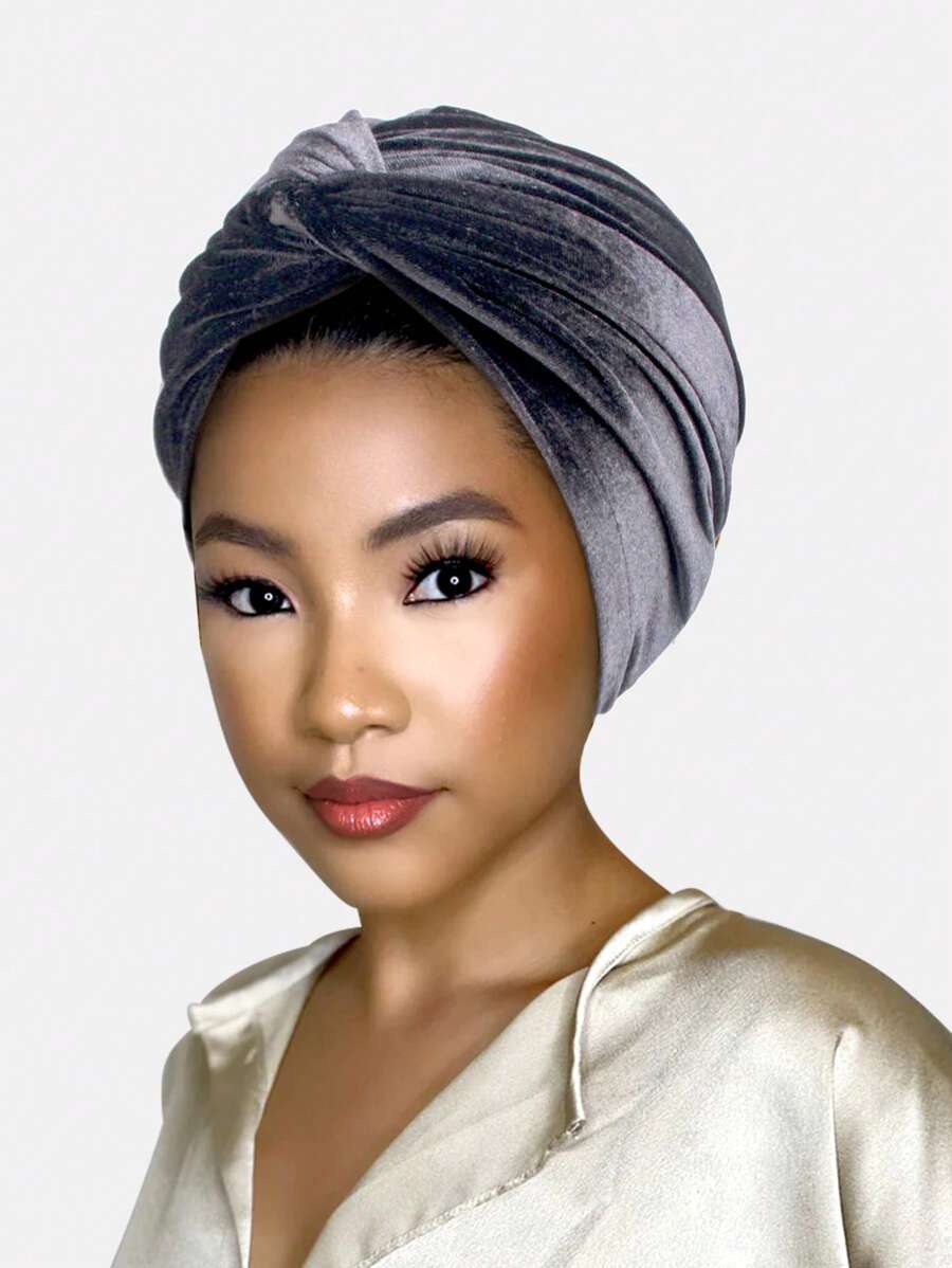 1 pieza Gorro retorcido elástico para mujeres, gorro de quimioterapia, gorro hijab de satén para uso diario con capucha de seda