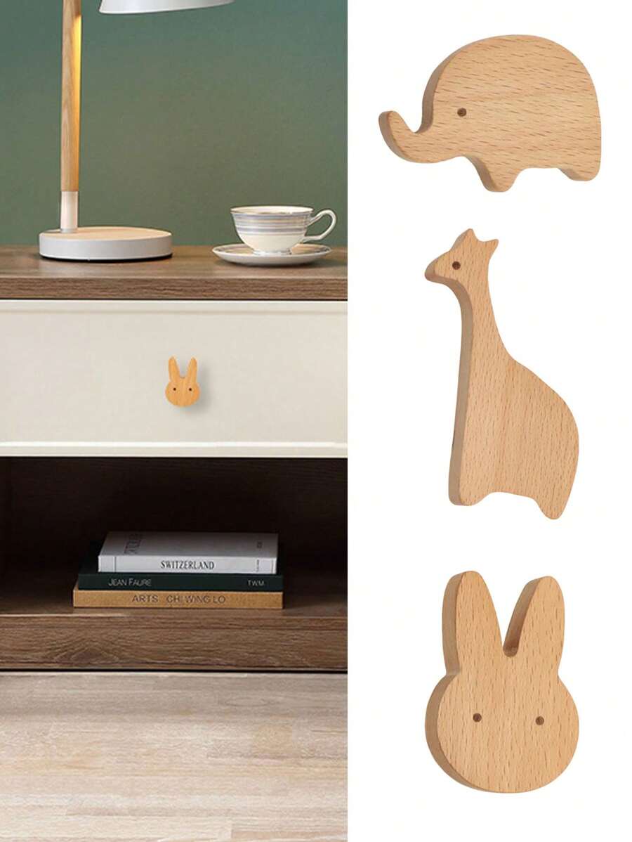 1pc Starry Cloud Pattern, Children's Wooden Pull Handle For Cabinet/Drawer, Wooden Knob Furniture Handles Adhesive Stick-On Single Hole Pull, Nursery, Baby Girl Nursery