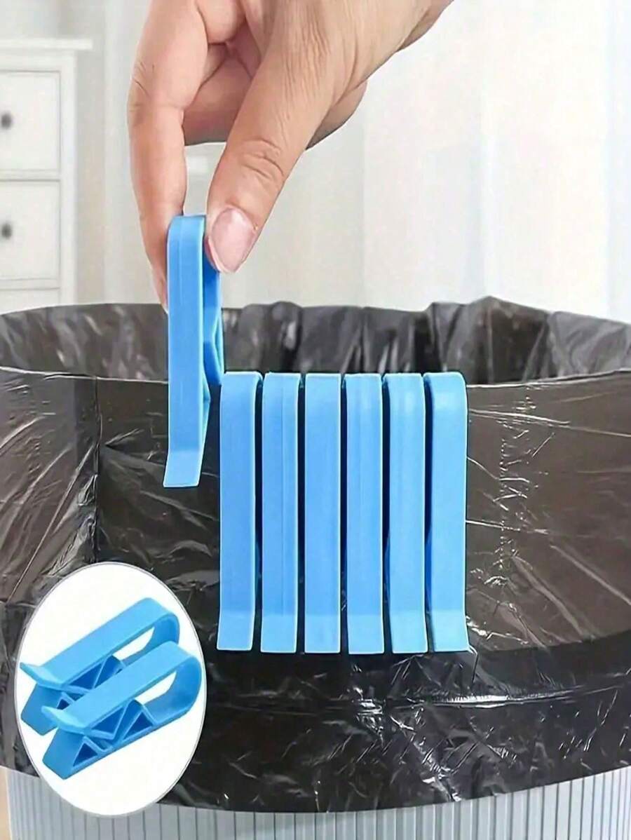 10/20/200pcs Blue Trash Can Trash Bag Fixing Clips, Non-Slip Paper Basket Garbage Bag Clips, Trash Can Side Clip, Bag Sealing Clips