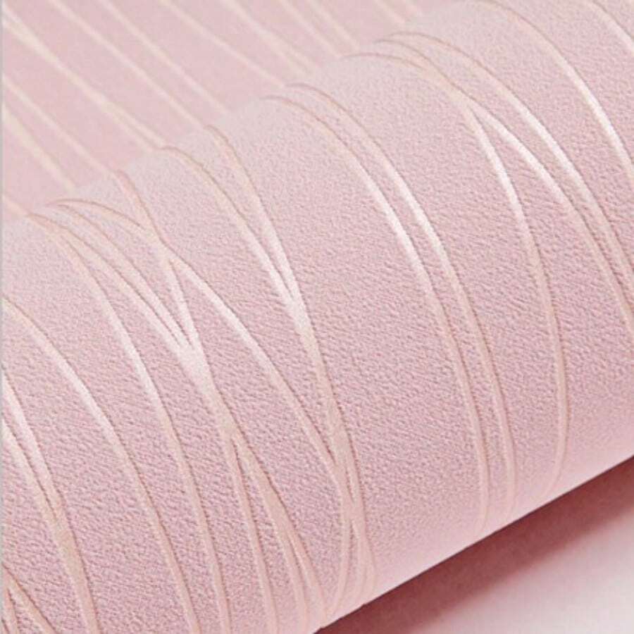 Pink Striped Wallpaper, Modern 3D Embossed Wallpaper With Metallic Silver Glitter Texture, Suitable For Bedroom, Adult, Teenager, Living Room, Study, Corridor, Hall