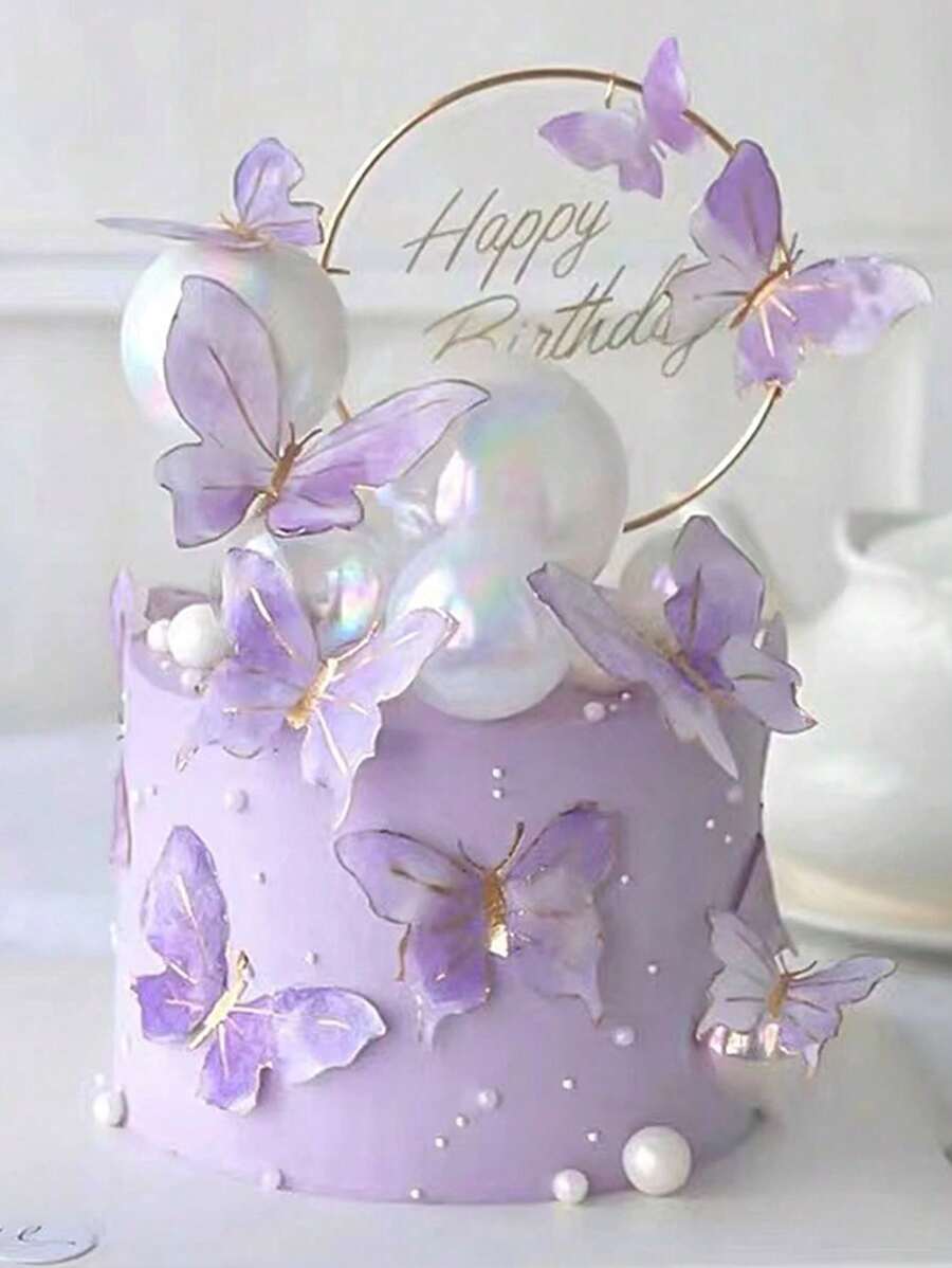 20/10Pcs Paper Butterfly Cake Decoration Ornament (10pcs In A Pack) - Comes With 10 Wires And 10 Glue Dots, Suitable For Butterfly Cupcake Topping, Women's Party Cake Decoration, Birthday Anniversary Cake Topping, Wedding Cake Decoration, Mother's Day Cake Topping, Mixed Size
