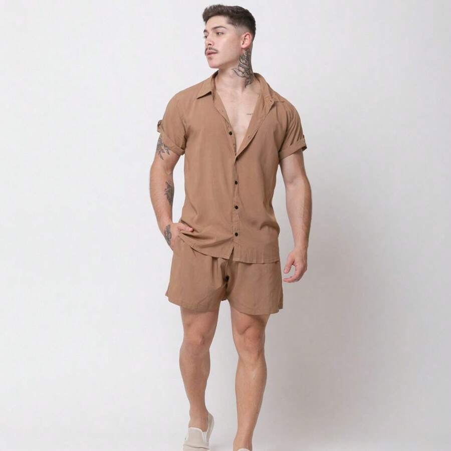 Conjunto Viscolinho Camisa e Shorts Santo Luxo