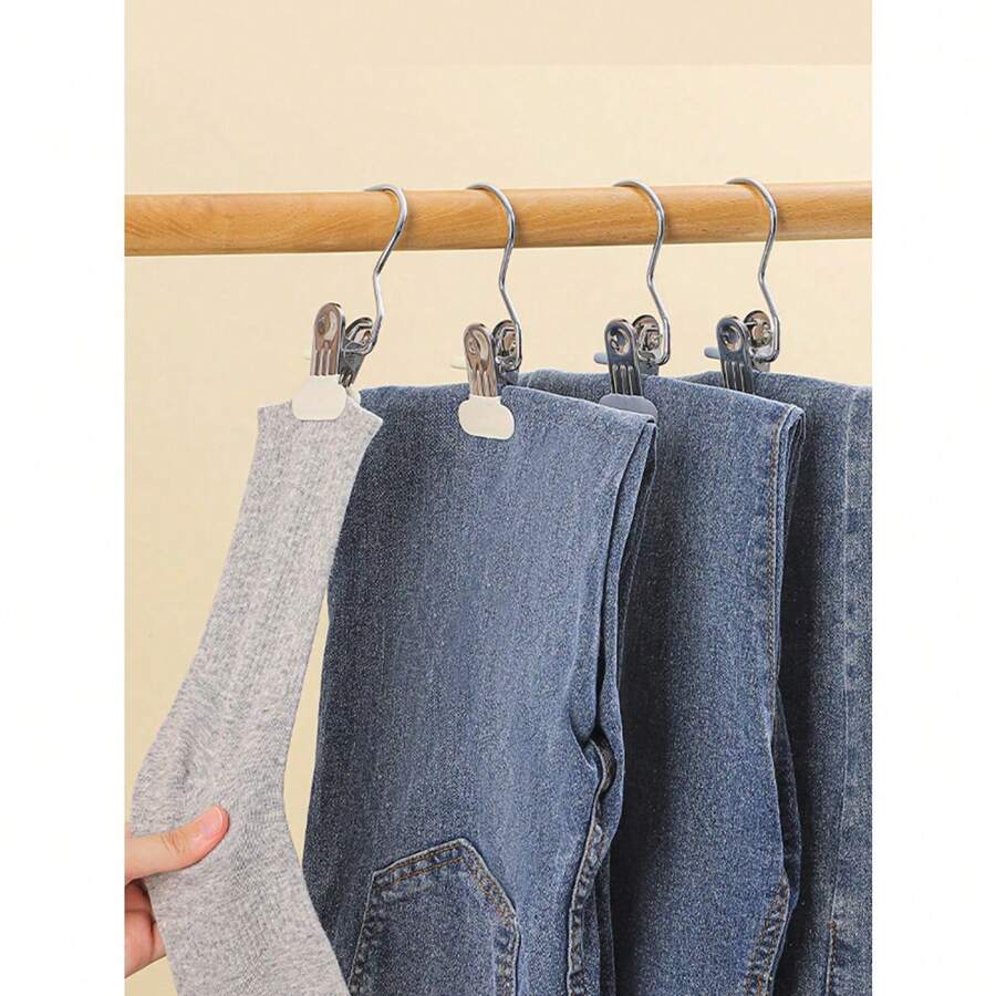 3 pièces de pinces à linge en acier inoxydable, crochets muraux pour buanderie, pinces à linge portables, organisateur de placard