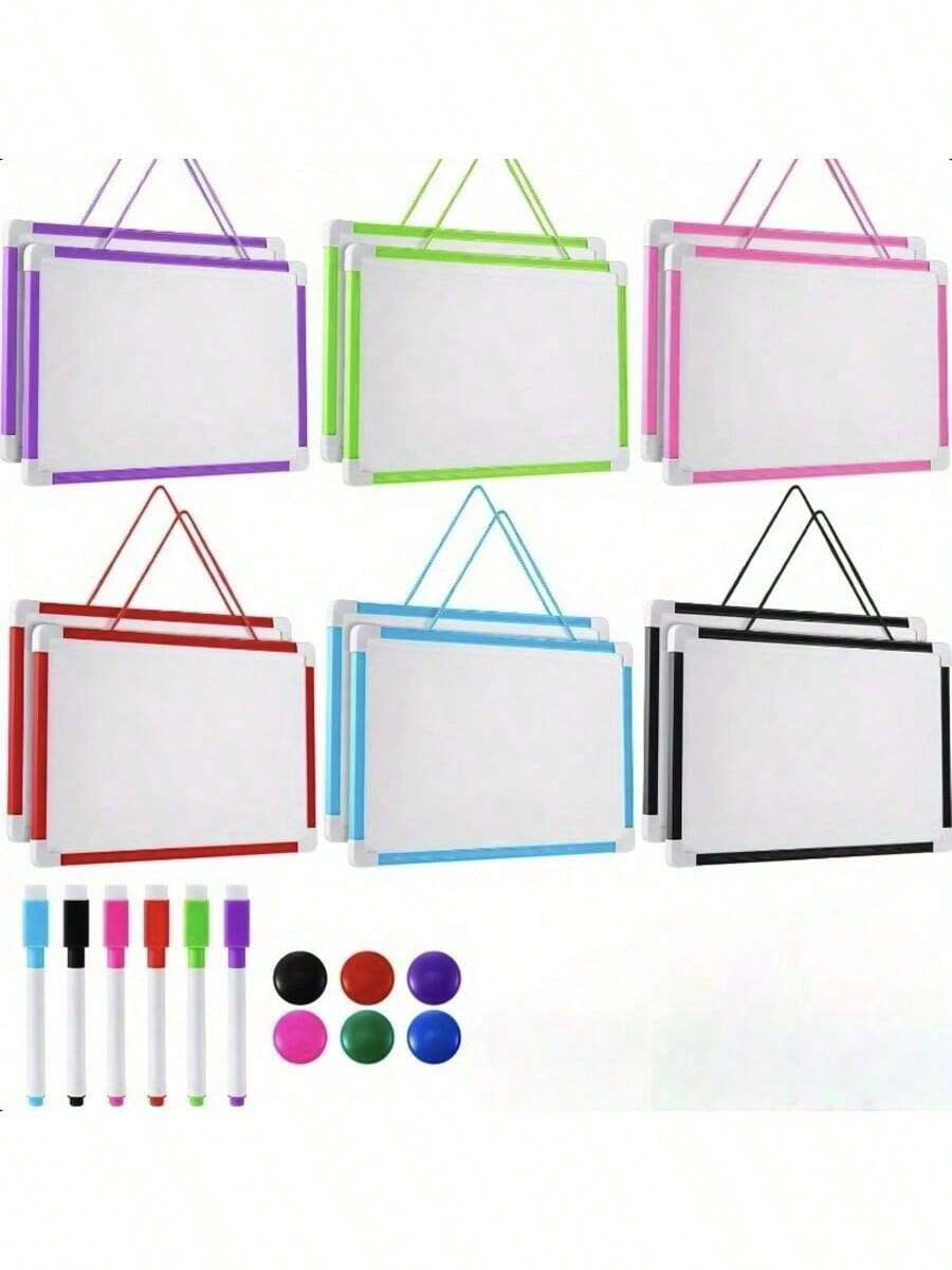 Hanging Magnetic Dry Erase Board 8'' X 12'' Small Double Side White Board Mini Hanging Whiteboard For To Do List Notepad