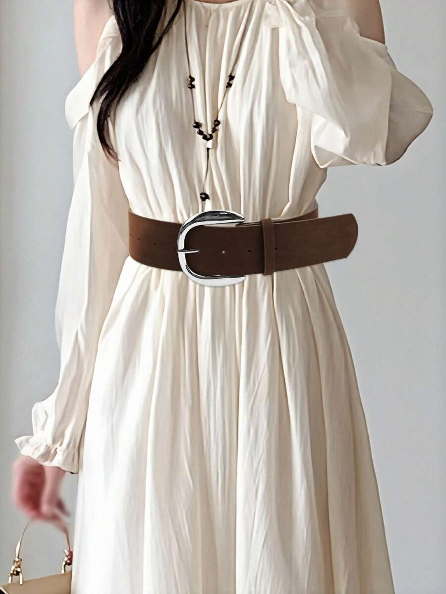 1pc New Suede Adjustable Wide Waist Belt, Vintage Style Accessory For Women