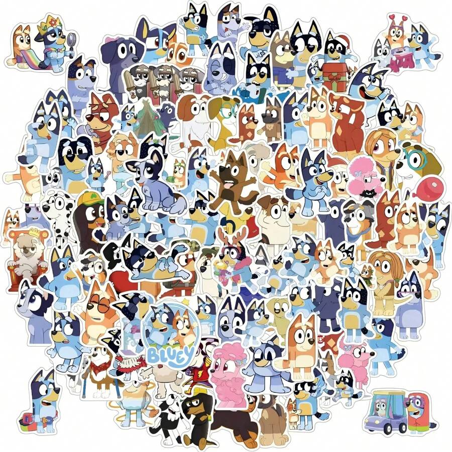 Bluey 50pcs Sticker Set - Non-Repeating Designs, And Fun Stickers, Perfect For Decorating Laptops, Water Bottles, Scrapbooks, And More, Vibrant -Themed Collection, Great For Fans And Collectors,50 Stickers,Theme Stickers,Mocha Stickers