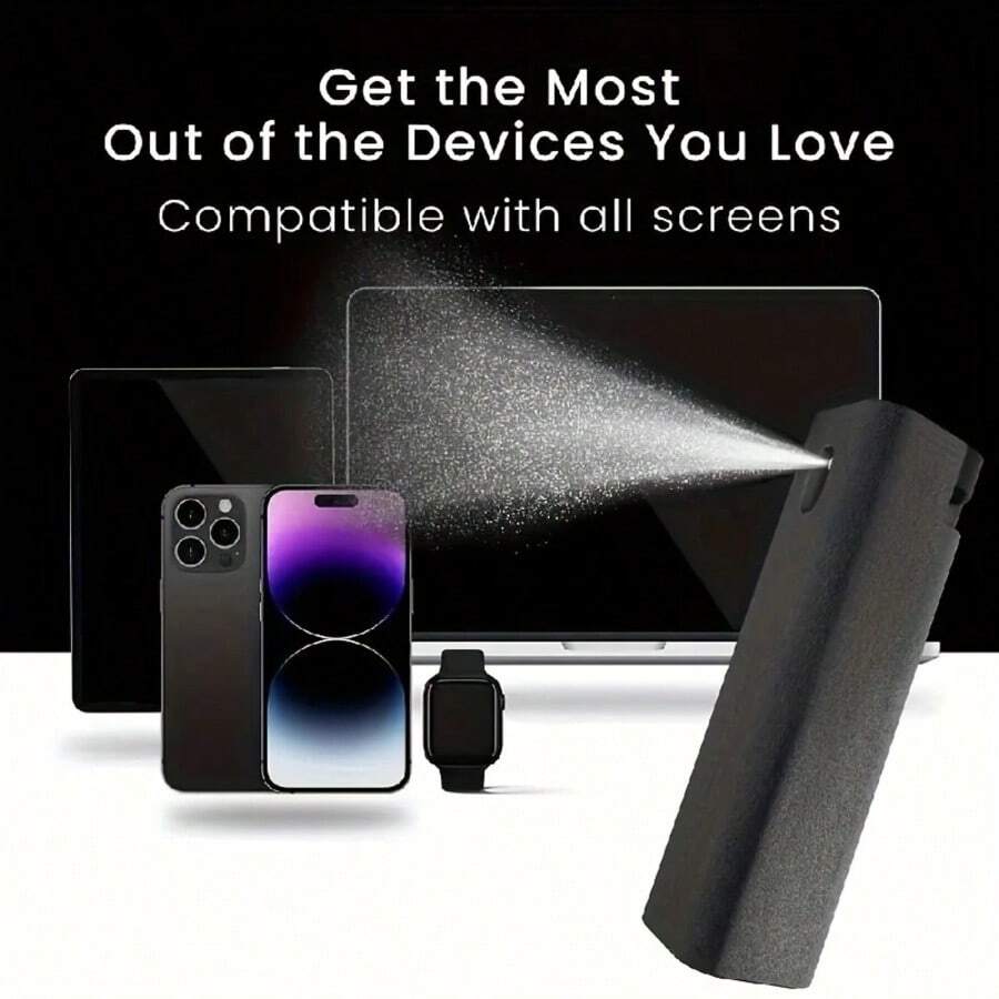 1 Set Of Cleaning Solution And Ultra-Fine Fiber Cloth - Portable Spray And Wipe For Phones, Computers, Glasses - TSA Compliant Size, Alcohol And Ammonia-Free (Empty Bottle, No Liquid)