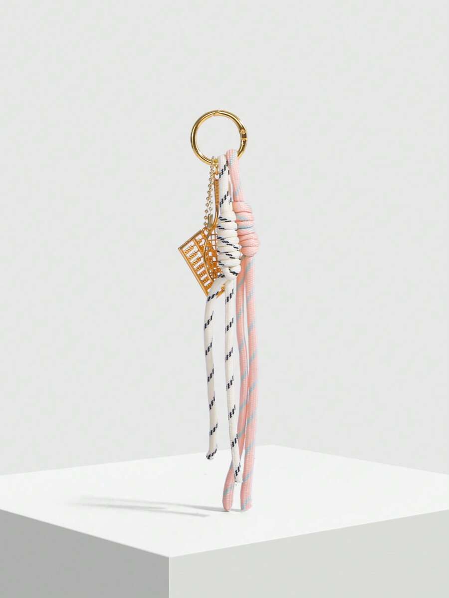 INS Style, Cool Girl Vibe, Keychain, Car Key Chain, Pretzel Key Chain, Abacus Key Chain, Rope Decor Wrist Strap, Suitable For Women, Girls, Office, School, Small Gift For Her, Elevate Your Style