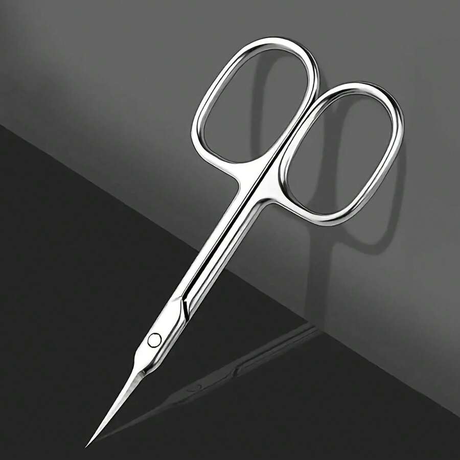 1pc Professional Stainless Steel Mini Scissors With Curved Sharp Blades And Comfortable Handle, Suitable For Home Nail And Callus Trimming