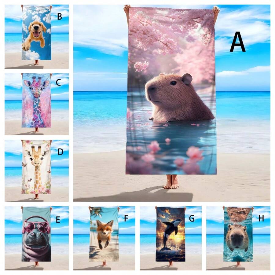 1 Pc Creative Popular Printed Beach Towel, Soft & Comfortable, Lightweight, Sand Proof, Super Absorbent Beach Blanket, Suitable For Travel, Swimming, Surfing, Yoga, Camping, Sunbathing, Beach Accessories, Outdoor Travel Essential Gift