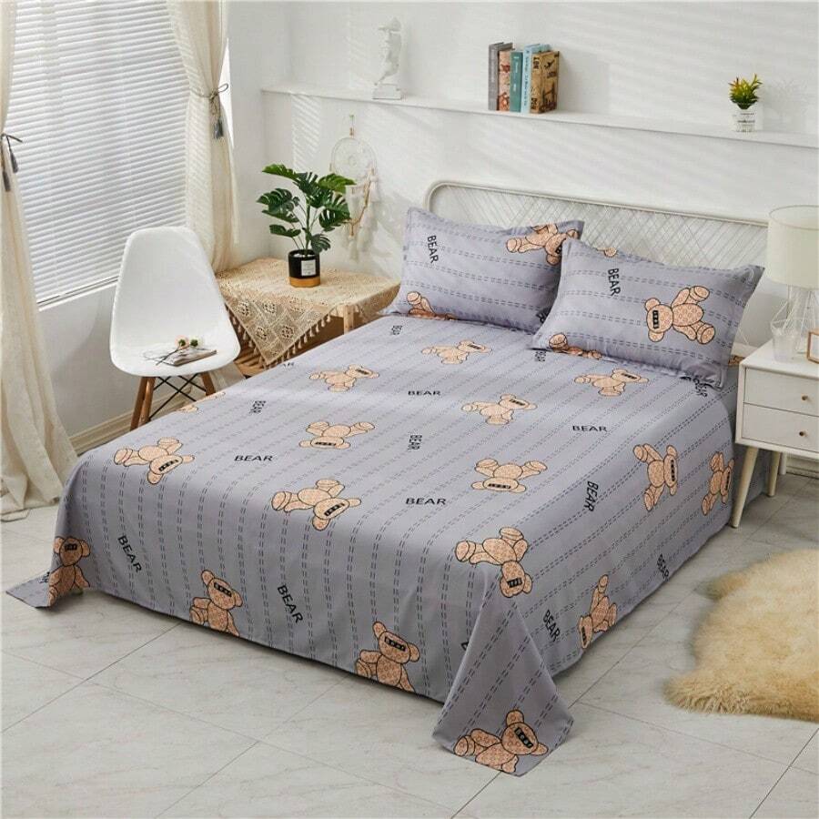 3pcs/Set Soft & Skin-Friendly Printed Bedding Set, Modern Rectangular Fashionable & Simple Style For Double Bed, Available In Multiple Sizes Suitable For Bedroom Home Use In All Seasons