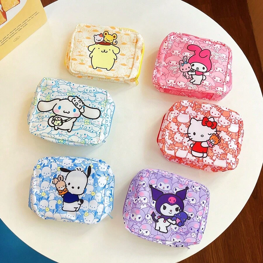 Sanrio 1 stuk schattige Oxford stoffen draagbare cosmetische tas met ritssluiting, opbergorganizer voor maandverband