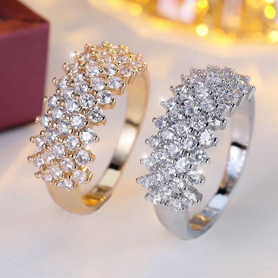 1pc Women's Fashion Luxury Zirconia Ring, High-End Party Jewelry, Holiday Gift