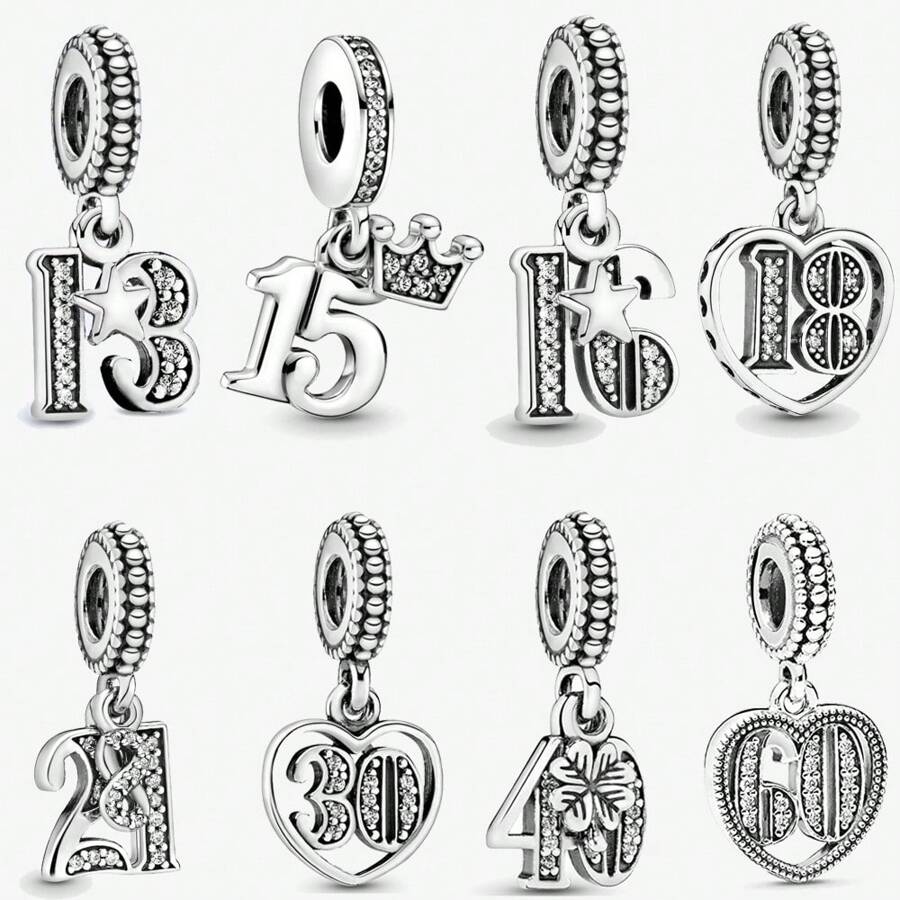 1 Piece Of Birthday/Anniversary Series Charm Silver Plated FIT Bracelet Necklace DIY Jewelry Birthday Gift Anniversary Gift