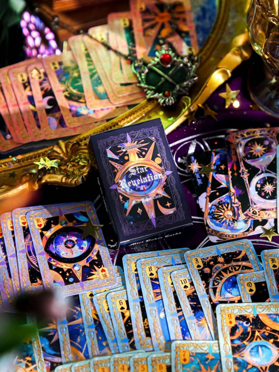 54pcs Decoration Materials Paper Magical Notebook Accessory, Celestial Revelation Series, Suitable For Gift, Office, Home, Marking, Labeling, Classroom, Entertainment Toys, Student Notebook Creative Retro Scrapbooking Decorative Stickers, School Supplies,Back To School