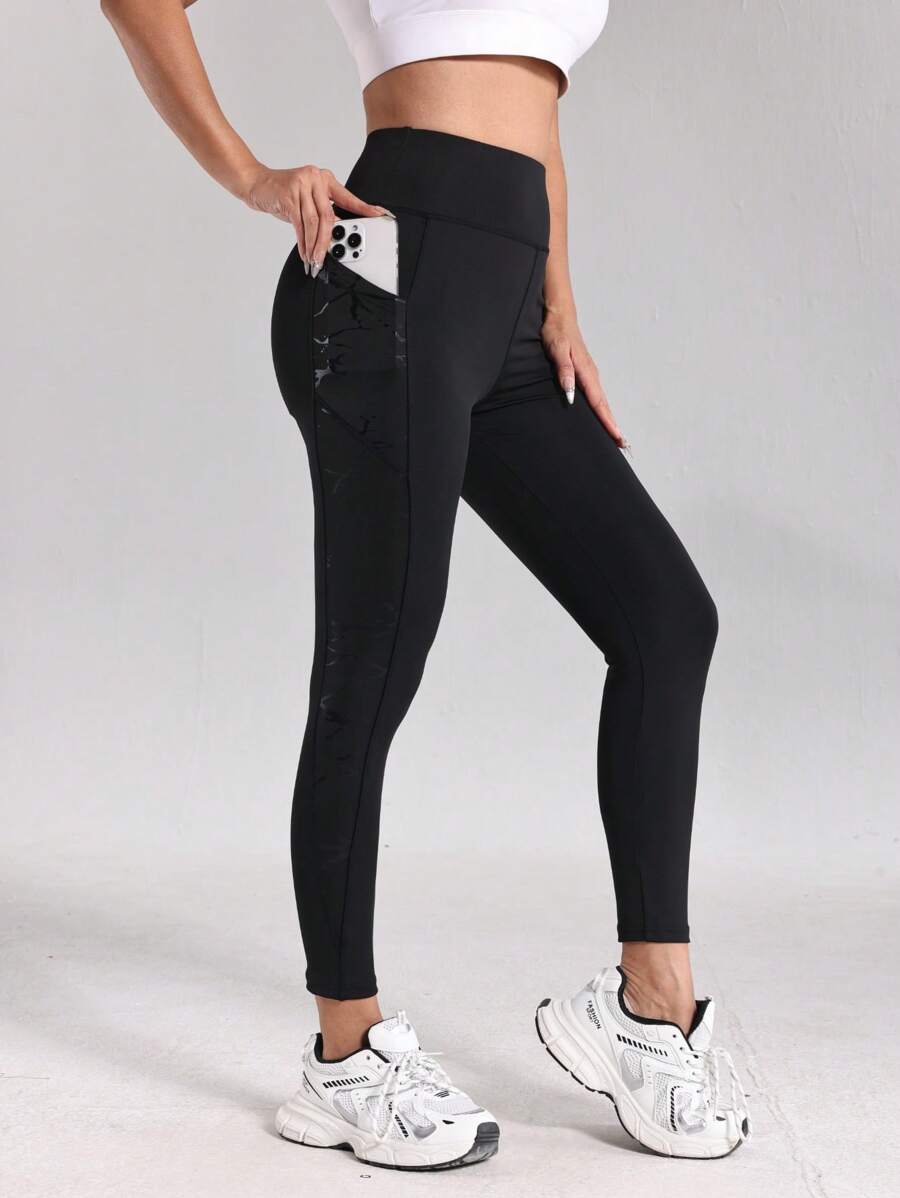 Hot Gold High Waisted Hip Lifting Casual Sports Yoga Pants With Pockets, Slim And Comfortable, Suitable For Running Yoga Fitness