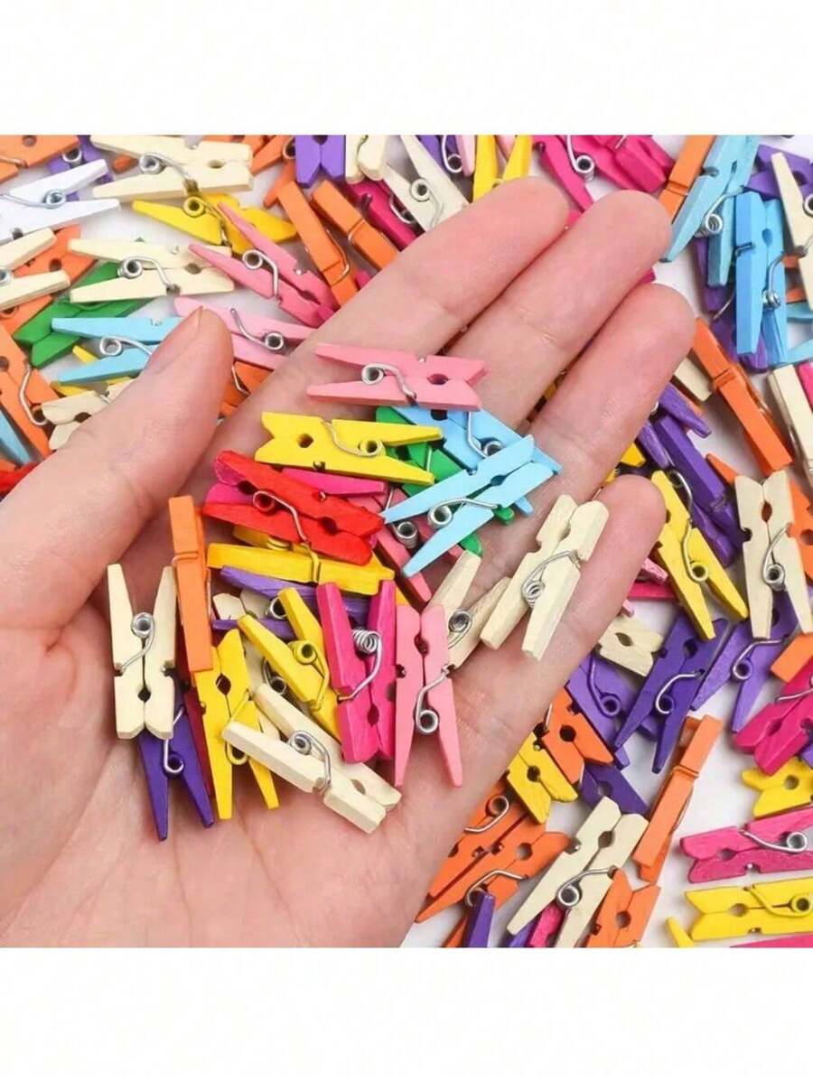 20/50/100 Pieces Colorful Wooden Mini Clothespins - Reusable, Space Saving, Multicolor Decorations For Photos, Crafts, DIY, Home Decor, Valentine's Day (1 Inch, 2.5 Cm), Gender Reveal Party, Perfect For Birthdays, Weddings, Parties, The Perfect Gift For Colleagues, Friends, And Family, Back To School