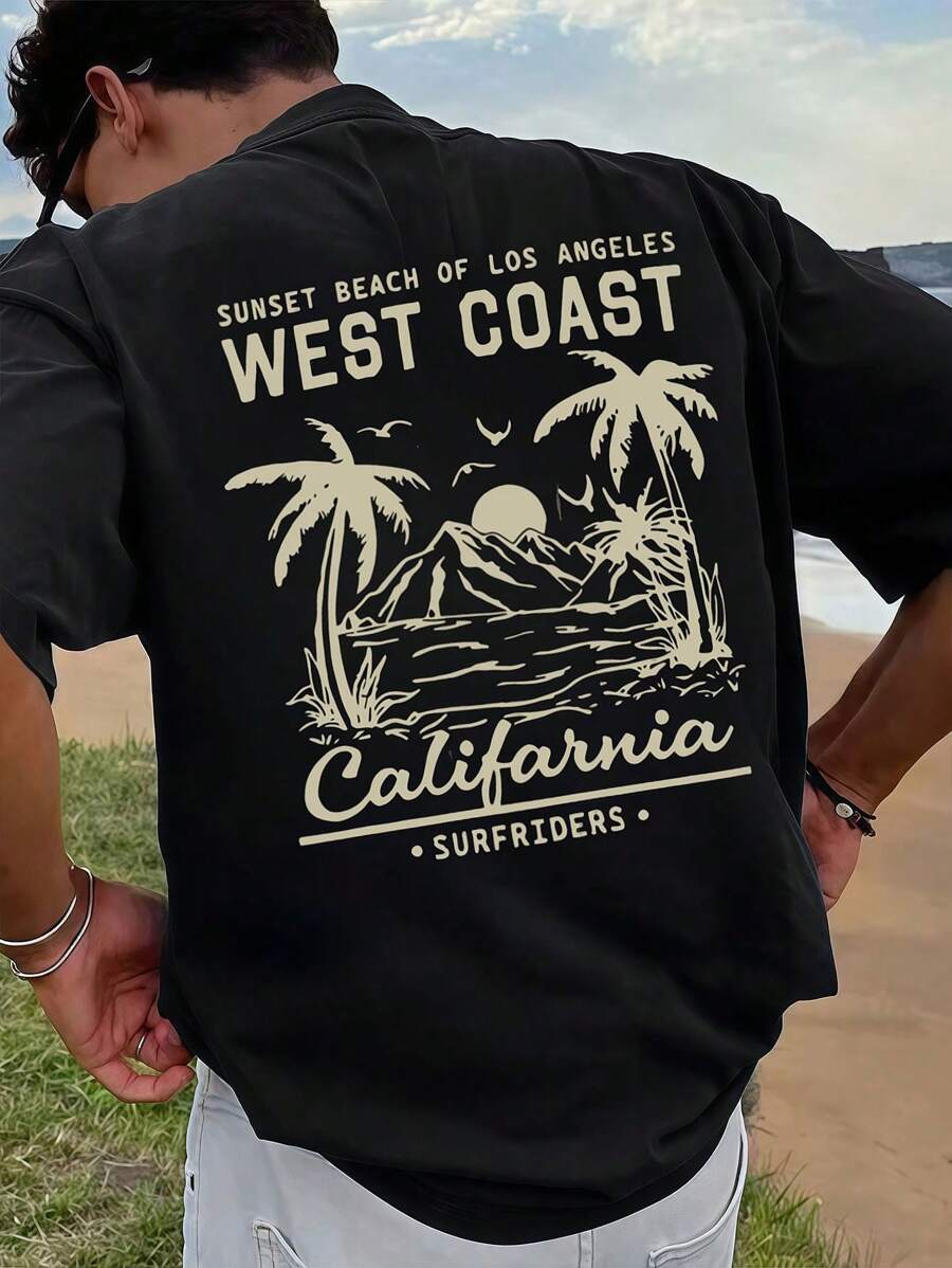 Men's Fashionable Print Loose Short Sleeve T-Shirt | Elegant Design | Summer Essential | Easy To Match, Showcase Your Style