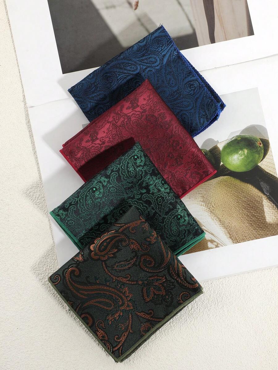 1pc Men's Paisley Pattern Handkerchief Necktie, Fashionable Accessory For Daily, Holiday, Travel, Work Outfit