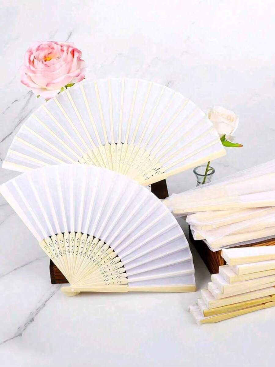 1pc/8pcs/ Folding Paper Fan Portable Decorative Wedding Hand Fan, Suitable For Weddings, Parties, Gifts And Other Fashion Items Summer Cooling,Beach,Travel