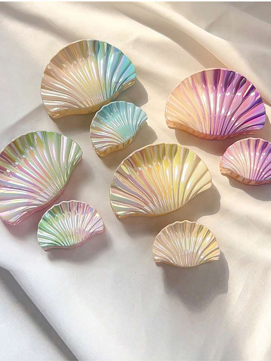 1pc Gradient Color Shell Hair Clip, Vacation Style Hair Accessory, Large Size Claw Hair Clip, Summer Maritime Design Hair Clips Hair Jaw Clip Hair Clamps Hair Clutch Hair Catcher Clip