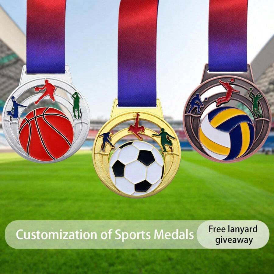 1pc Customized Sports Medal, 8 Sport Patterns To Choose From Including Basketball, Football, Table Tennis, Badminton, Volleyball, Swimming, Martial Arts, Running, Personalize The Back With Competition Details, Suitable For Sports Meets, Club Events, Competitions, And Gifts For Athletic Friends