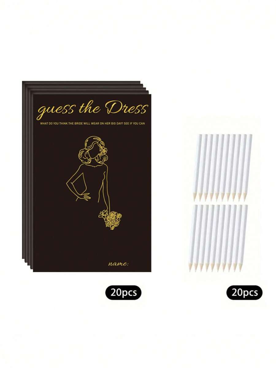 1set 20pcs Bridal Party Games - 20 The Dress Bridal Party Games For Guests - Black Gold Fashion Cute Wedding Decoration Party Supplies Game Creative Hot Stamping Black Card Bridal Shower The Dress Set Hand Painted Wedding Card Wishing Card With Pen Summer Birthday Gifts Beach Back To School School Supplies Room Decor