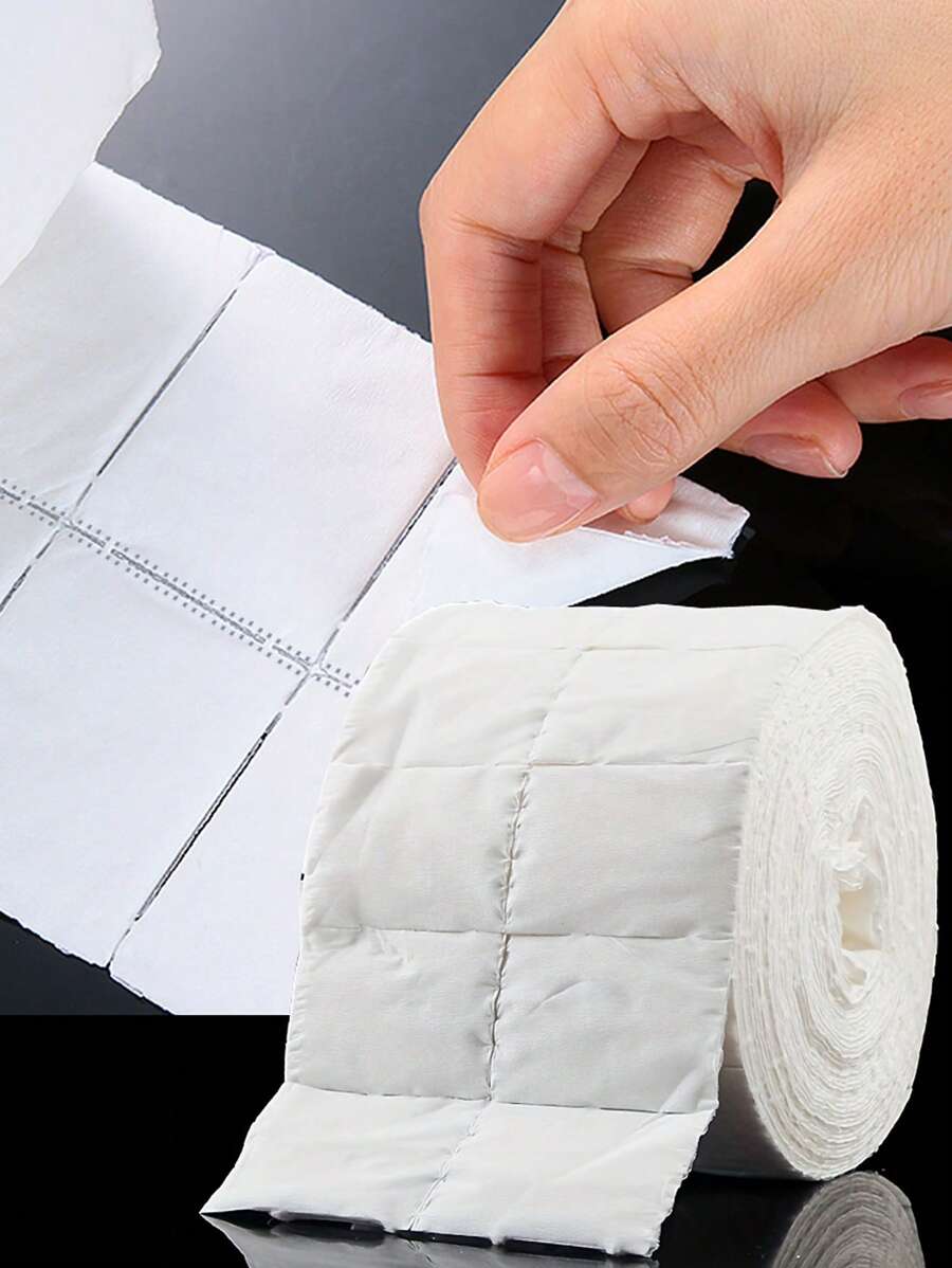 ART LALIC 300 Piezas/1 Rollo de Almohadillas de algodón profesionales sin pelusa para quitar esmalte de uñas de gel, limpiador de uñas para uso diario en salones de uñas para mujeres y niñas, Blanco 5cm/Hoja