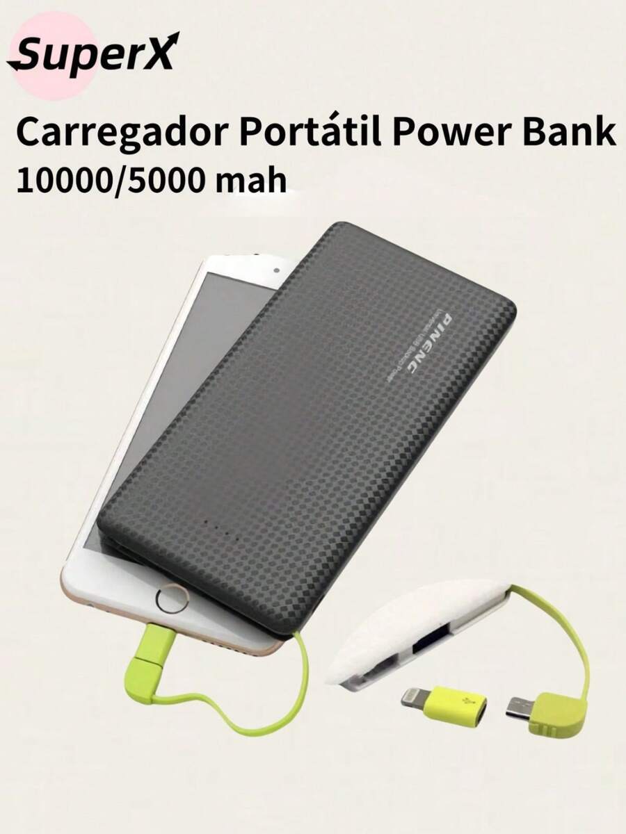 Carregador Portátil Power Bank Bateria 10.000/5000 mah Para Android Tipo c