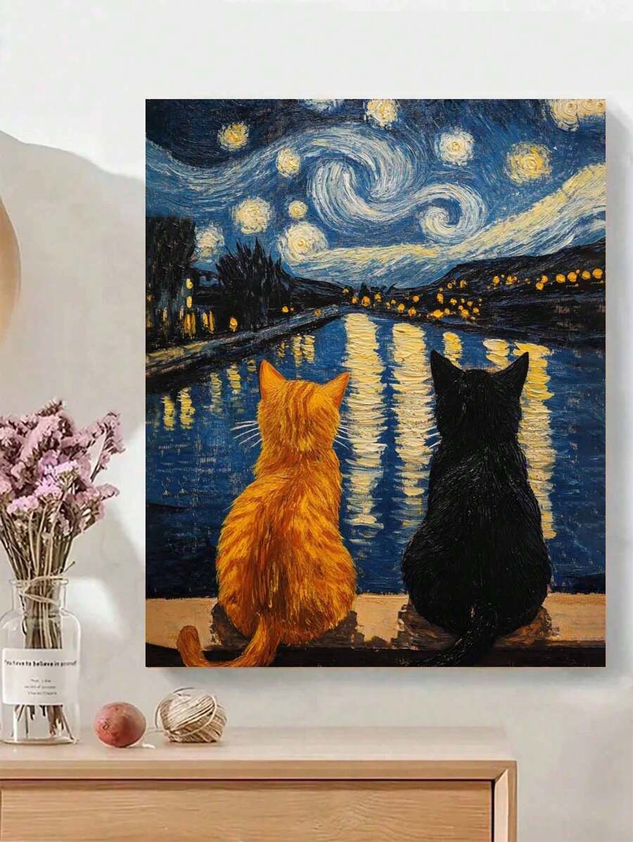 1 Set süßes Katzenmotiv DIY Digitales Ölgemälde Set. Sorgfältig gestaltetes Kunstwerk, um Ihre Persönlichkeit durch lebendige Farben zum Ausdruck zu bringen und Ihren Raum zu dekorieren.