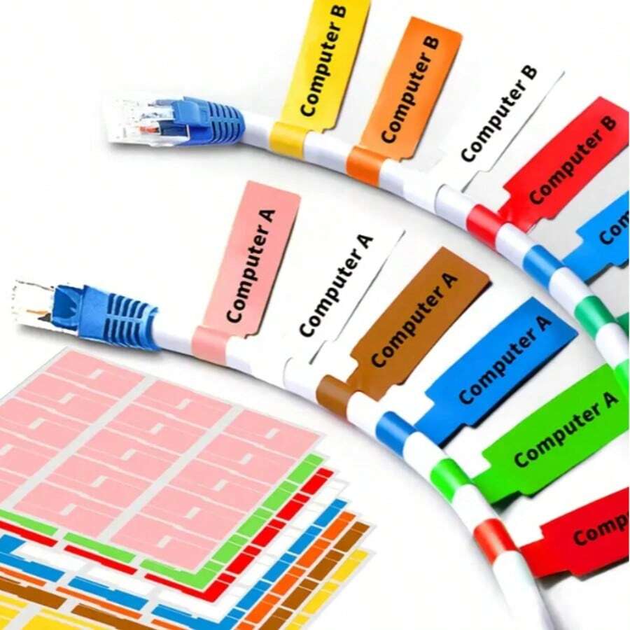 300 Peças Etiquetas de Cabos, 10 folhas de Etiquetas de Fio de Cores Aleatórias, Etiquetas de Cabos Elétricos à Prova d'Água, Etiquetas Adesivas para Cabos para Organização de Cabos, Adequadas para Impressora a Laser e Etiquetas de Parede Manuscritas para Decoração de Casa, Decoração de Parede, Decoração de Quarto, Decoração de Banheiro, Decoração de Quarto, Decoração de Casa, Decoração de Sala de Estar, Papel de Parede, Adesivos de Parede, Adesivos Personalizados, Decoração de Cozinha