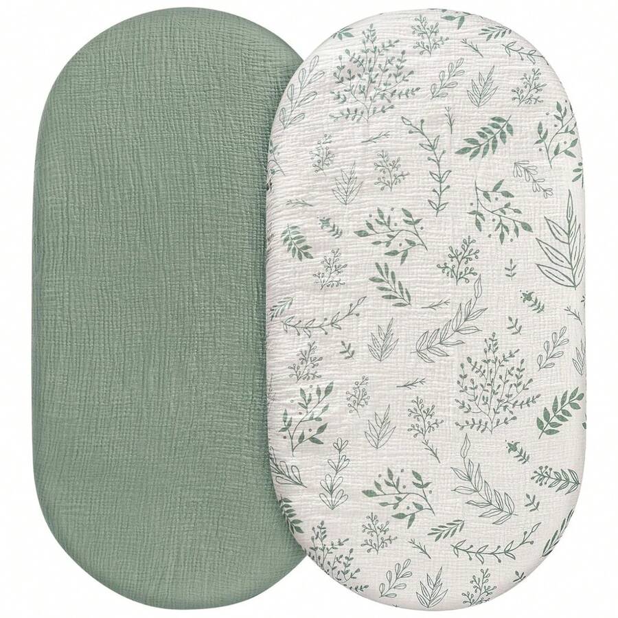 2 Packs Muslin Bassinet Sheets, Flexible For Different Cradle And Bassinet Mattress, Cotton Bassinet Sheets Fitted For Boys And Girls