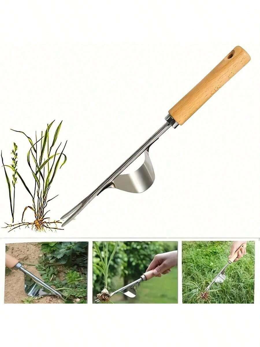 1 pieza Herramienta de deshierbe de jardín de acero inoxidable, herramienta de jardinería quitamala para césped del hogar