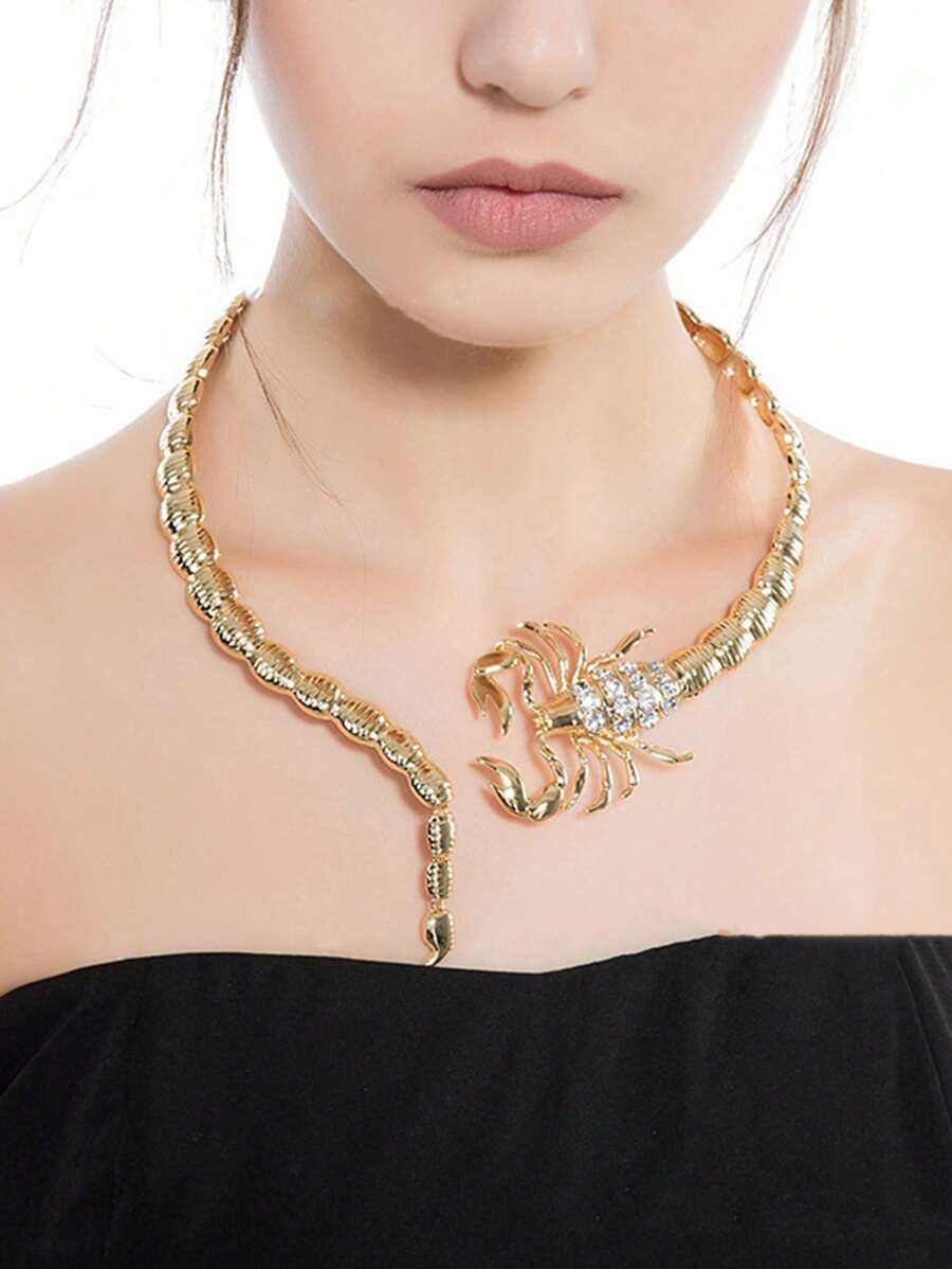 1 pièce Collier de la série animale personnalisée exagérée Scorpion Serpent pour femmes, convient pour le port quotidien, les fêtes, les vacances, un cadeau pour la famille et les amis