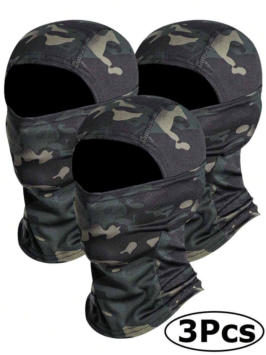 3 pièces Cagoule de ski motif camouflage, masque de ski pour hommes et femmes. Masque <<Shiesty» protecteur UV pour usage militaire, tactique, cyclisme, chasse et snowboard