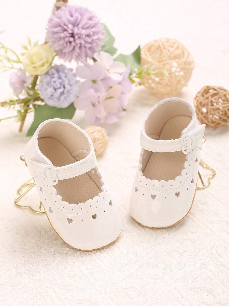 1 Pair Solid Color Soft Rubber Sole Princess Flats For Babies 0-1 Year Old, Spring/Autumn