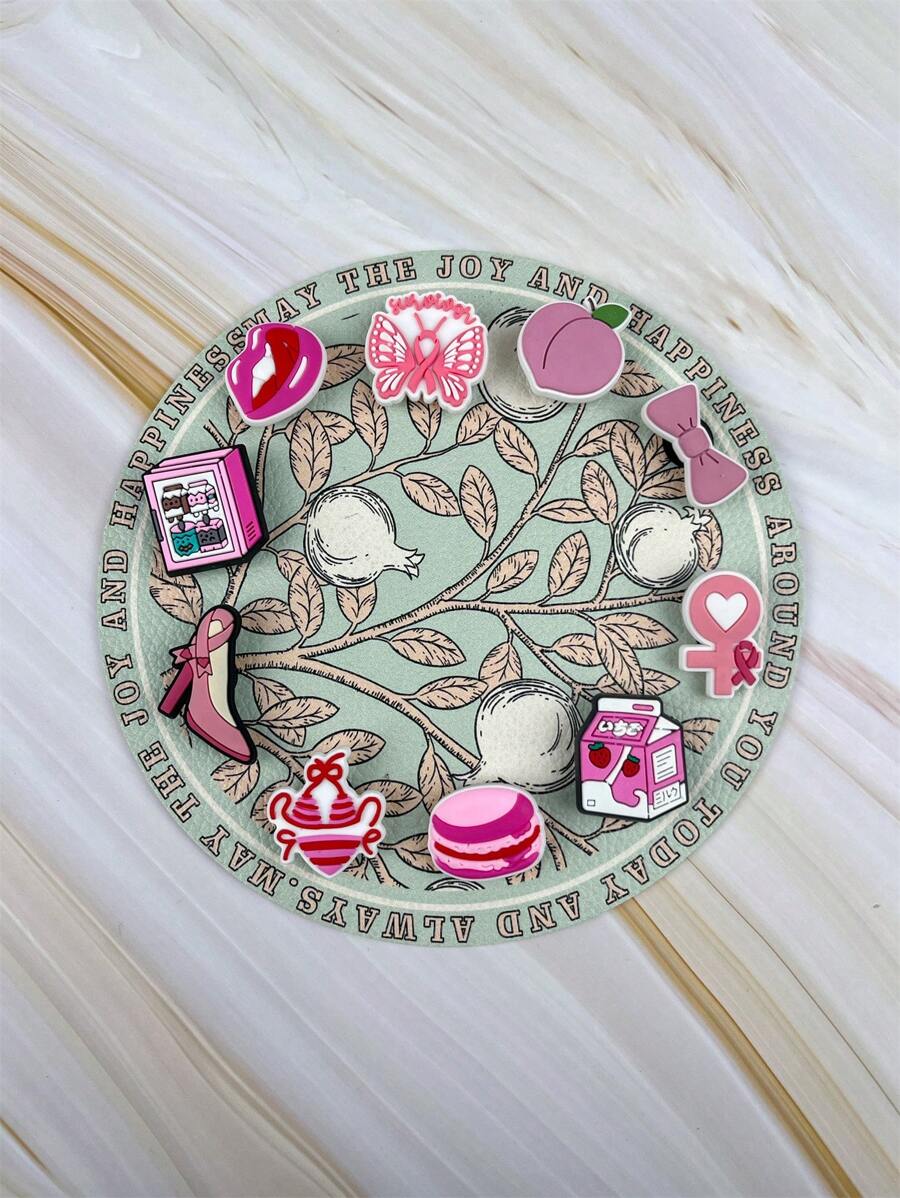 10pcs/Set Milk & Hamburger Cartoon Pattern Decorative Accessories Suitable For Sandals, DIY Slippers, Birthday, Festival Gifts
