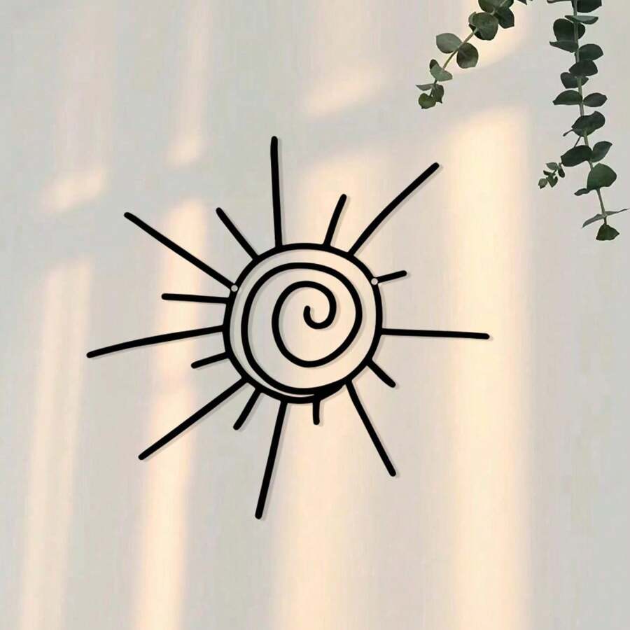 Hello Young Bohemian Sun Burst Metal Wall Art,1pc Transverse Orientation Sunburst Wall Hanging Decor,Outdoor Indoor Beach Sign Poolside Artwork,Power-Free Metal Wall Pediments,Featherless,Home Decor ,Room Decor,Wall Decor Bedroom Decor