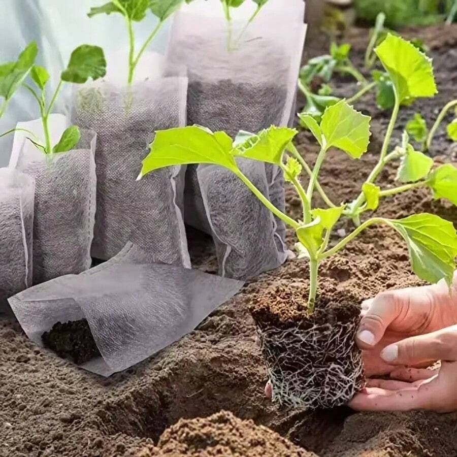 100pcs Nursery Bag Plant Grow Bags Non-Woven Fabric Seeds For Seeding Flower Pots Home Garden Accessories Tools 8*10cm