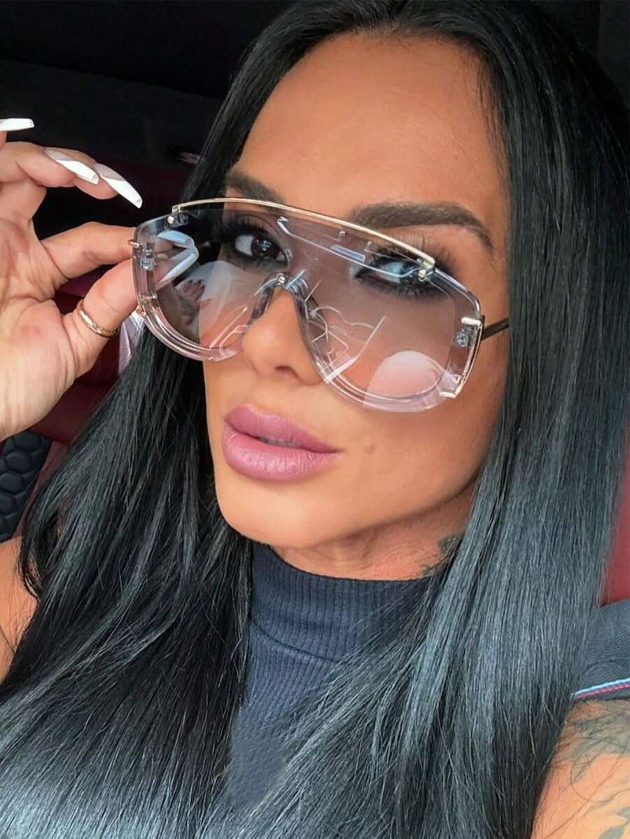 1 pièce Lunettes de mode femme rétro élégantes avec monture métallique oversize, esthétique élégante, convient pour diverses occasions comme l'été, la plage, les vacances, l'extérieur et les voyages