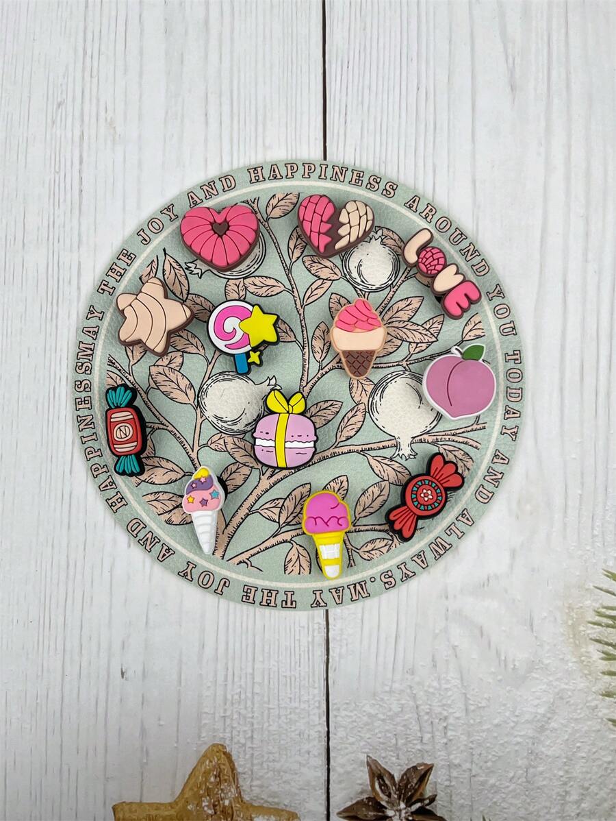 12pcs/Set Ice Cream & Candy Cartoon Pattern Decorative Accessories For Sandals/Slippers, DIY Combination, Suitable For Dessert Lovers, Birthday/Holiday Gifts