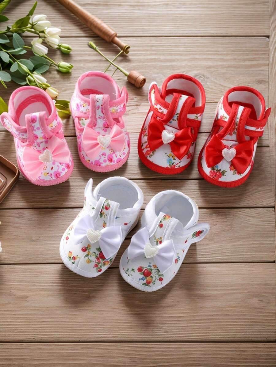 1 par de zapatos/calcetines para bebés niñas con suela blanda, encaje, moño, para recién nacidos e infantes de 0 a 12 meses, calzado de princesa para los primeros pasos