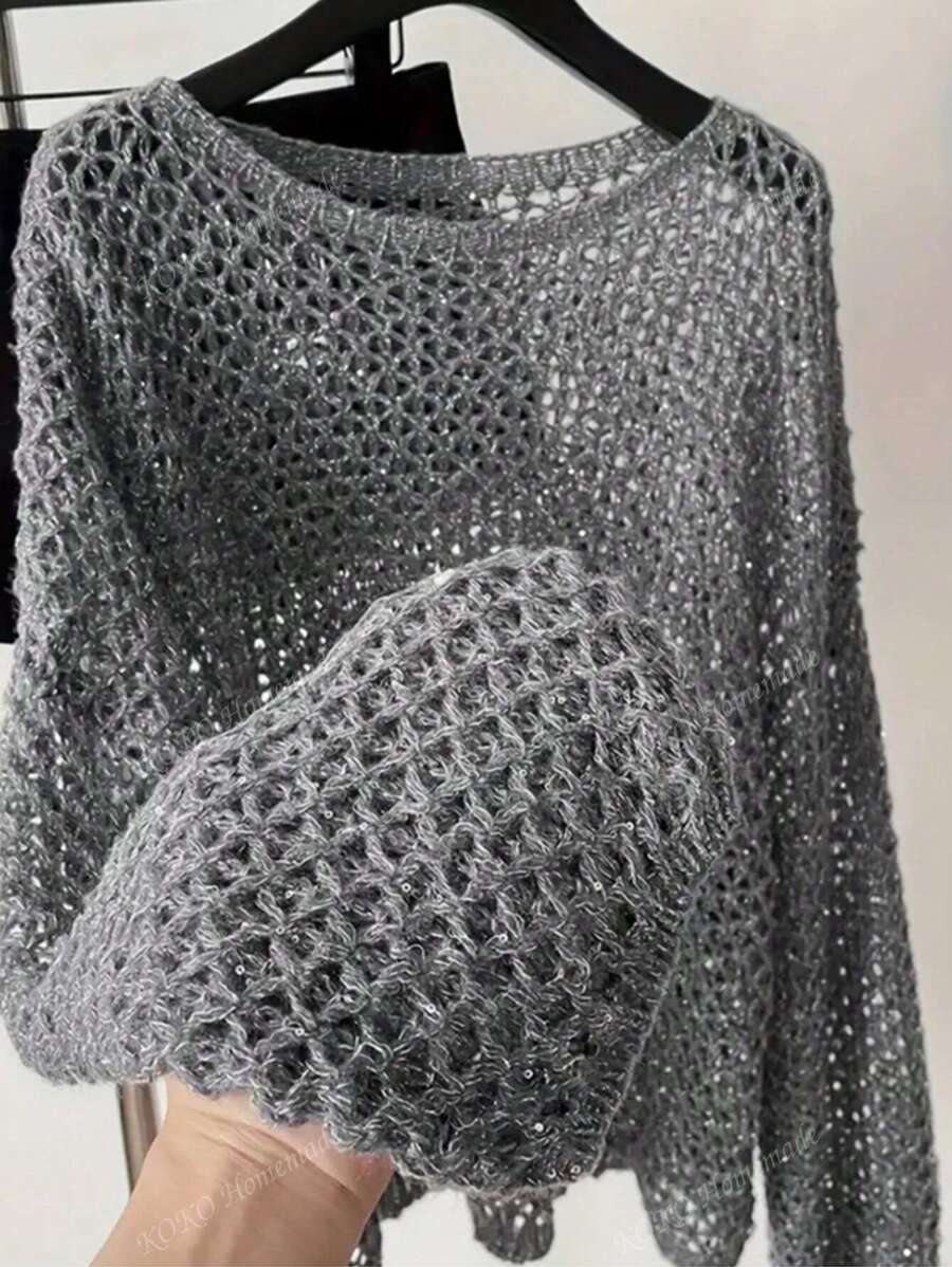 Pull lâche en tricot ajouré pour les vacances d'été