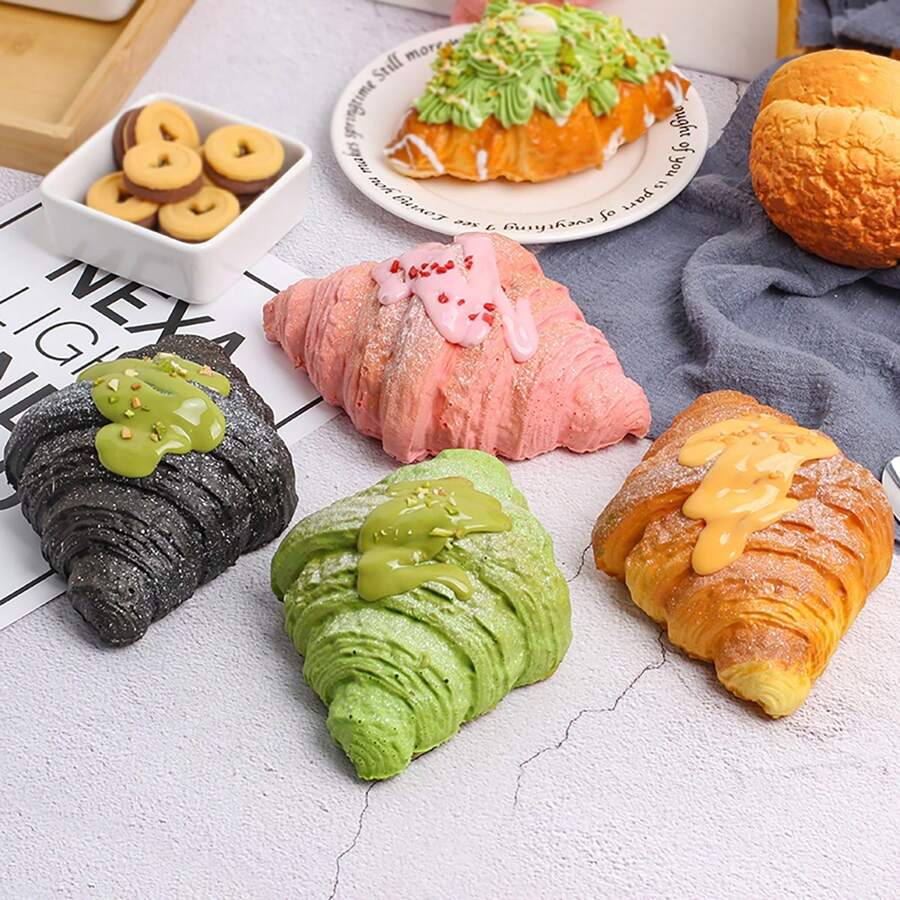 1pc Realistic Slow-Rebound Cheese Croissant Bread Cake Squeeze Anti-Stress Creative Window Display Dessert Stand Decor Party Supplies