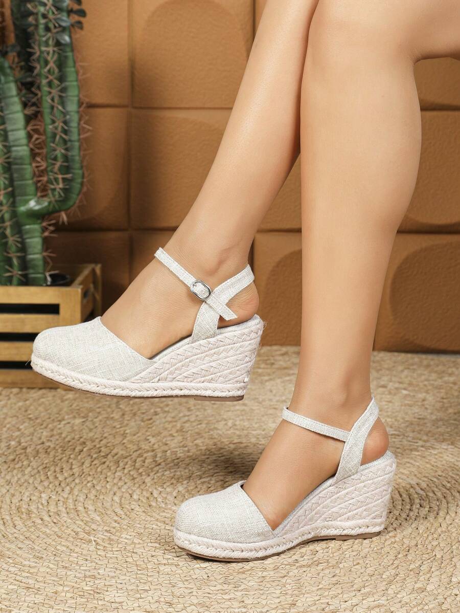 Women's Fashion Outdoor Spring/Autumn Thick-Soled High Heel Shoes, Hollow Pointed Toe Shoes, Lace-Up Crisscross Strap Roman Sandals, Round Toe, Plus Size, Wedge Heel High Heel Ladies Sandals, Comfortable And Easy To Match